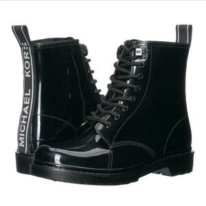 Michael Kors Tavie Black Lace-Up Rain Boots